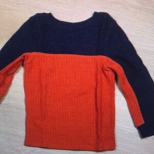 Colorblock Sweater in Navy and Orange